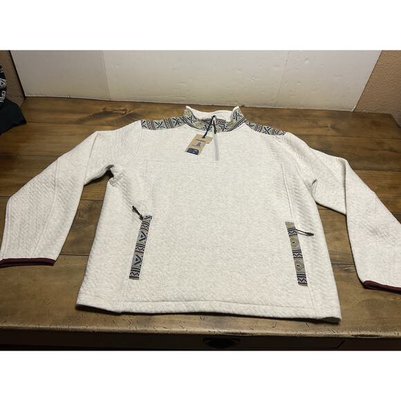 NWT Chubbies The Sandstorm Quilted Quarter Zip Sweater Mens L Beige Pullover